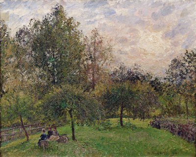 Apfelbäume und Pappeln im Sonnenuntergang, 1901 von Camille Jacob Pissarro